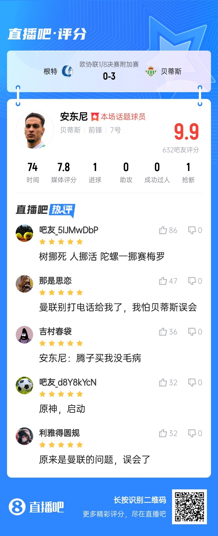  安東尼兜射圓規(guī)畫(huà)??！吧友評(píng)分9.9：樹(shù)挪死人挪活 陀螺一挪賽梅羅