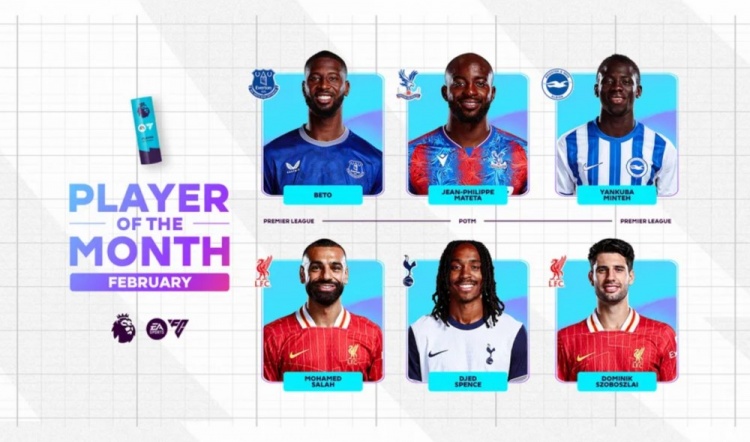  英超2月最佳候選：貝托、馬特塔、明特、薩拉赫、斯賓塞、索博