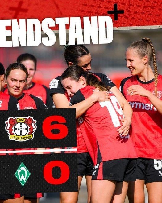  勒沃庫森女足6-0云達(dá)不來梅女足，沈夢(mèng)露首發(fā)出場(chǎng)59分鐘