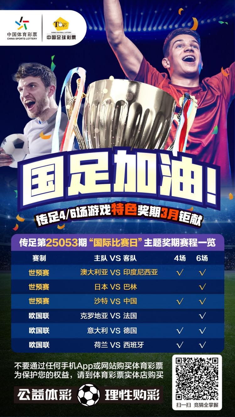  國(guó)足加油！傳足特色獎(jiǎng)期第25053期聚焦國(guó)際比賽日