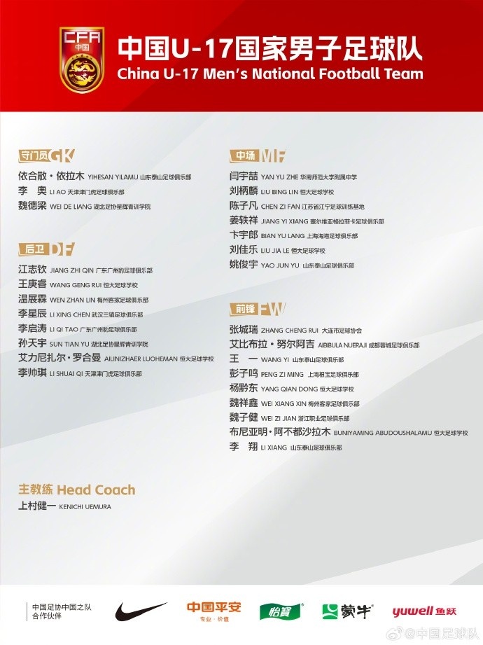 北青體育：U17國(guó)足落選球員彭子鳴、李星辰、陳子凡仍留隊(duì)合練