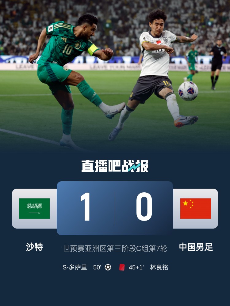  1-0小勝國足終結沙特在18強賽191天的進球荒，上次進球也是戰(zhàn)國足